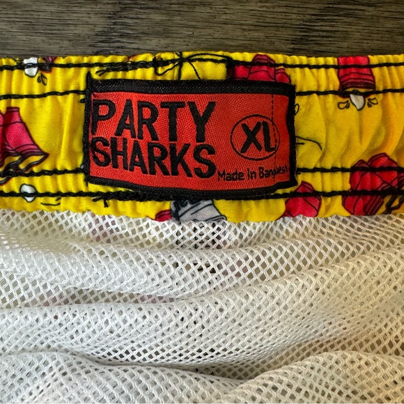 Party Sharks men’s XL red and yellow swimm trunks shorts - Picture 3 of 3